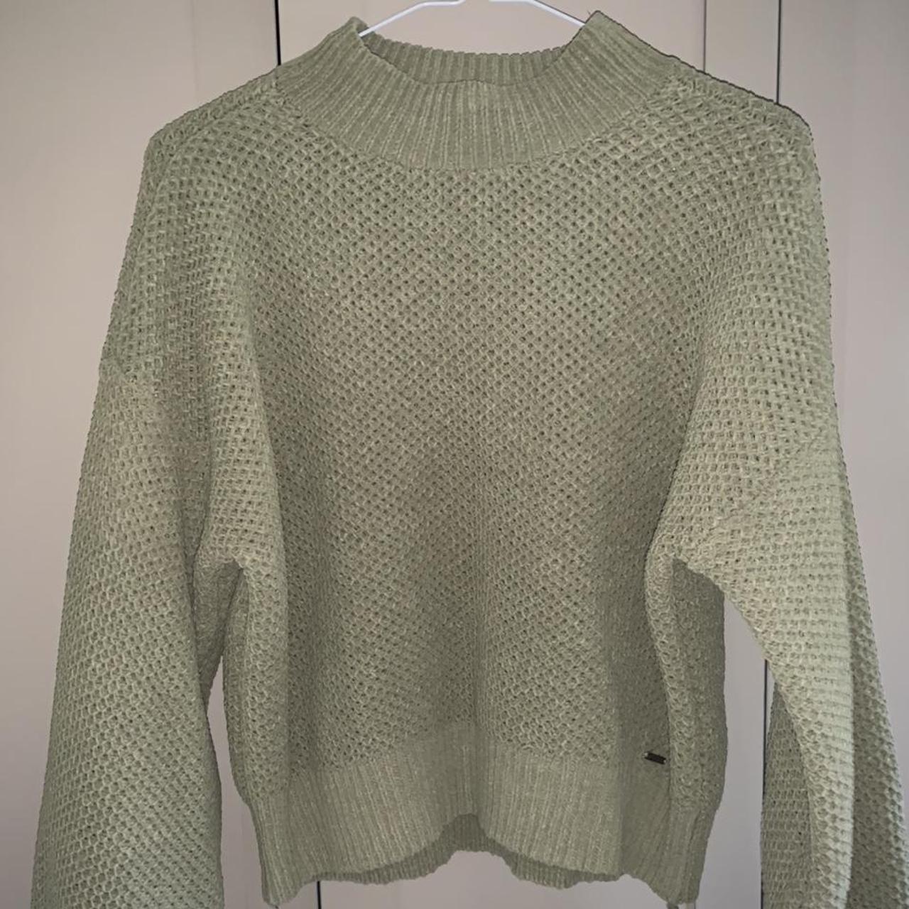 Hollister khaki knitted jumper, bought for £45,... - Depop