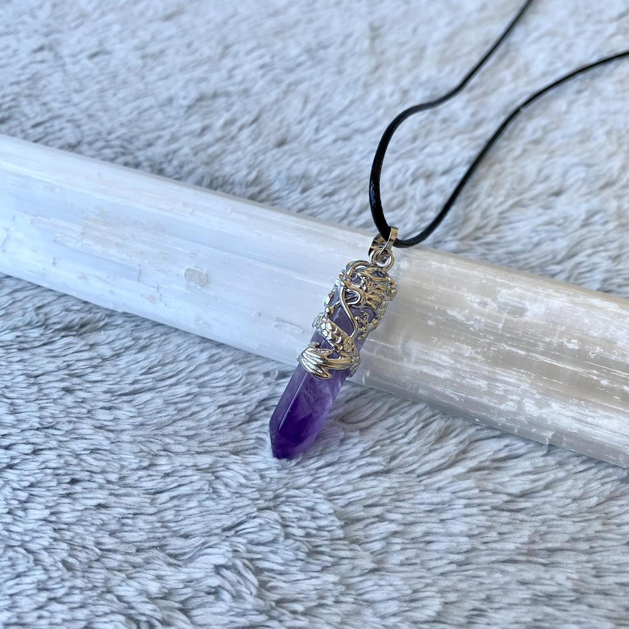 Amethyst Necklace with Carved Bone Medallion - Two Lucky Dragon Fish |  NOVICA
