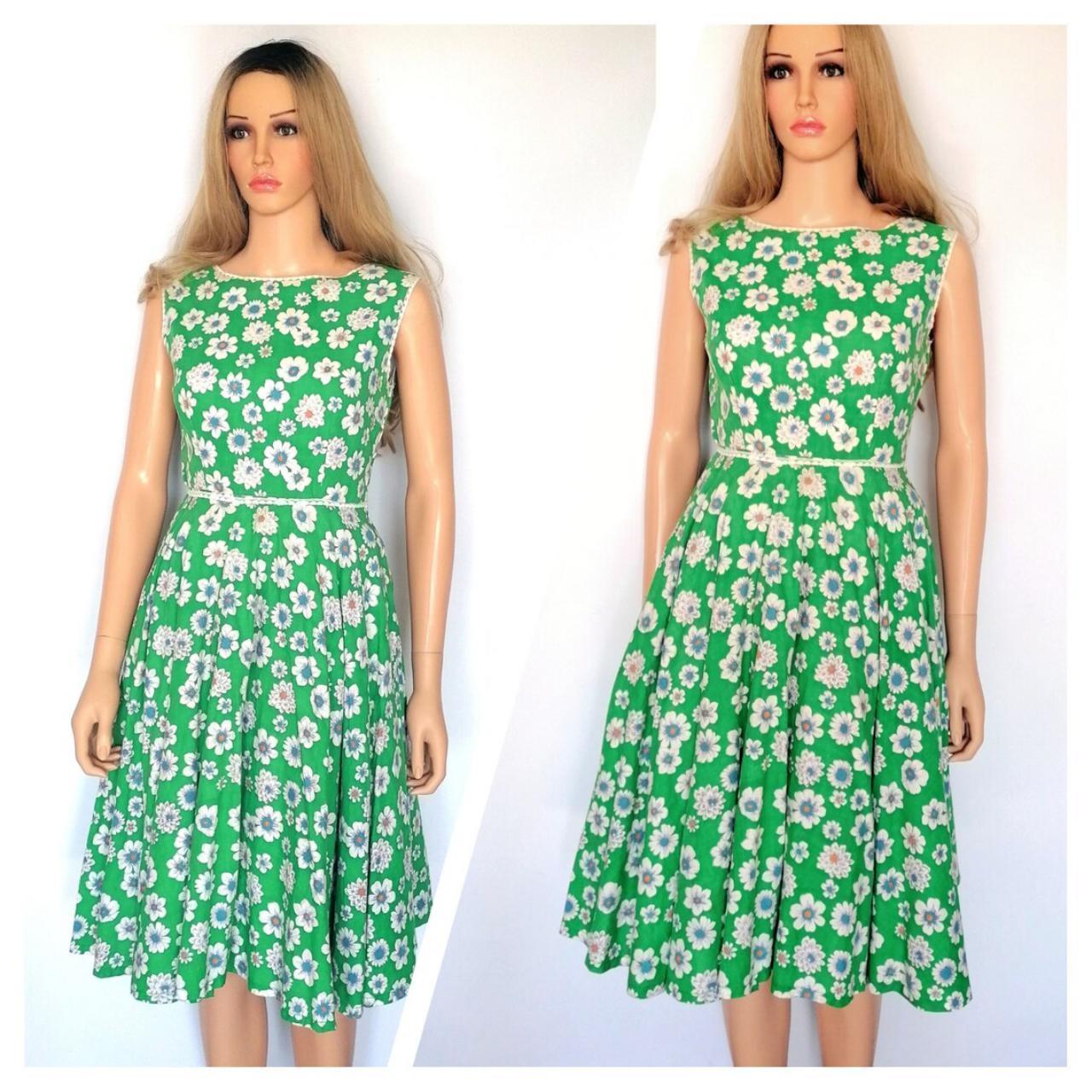 1950s daisy dress floral flower power cute vintage... Depop
