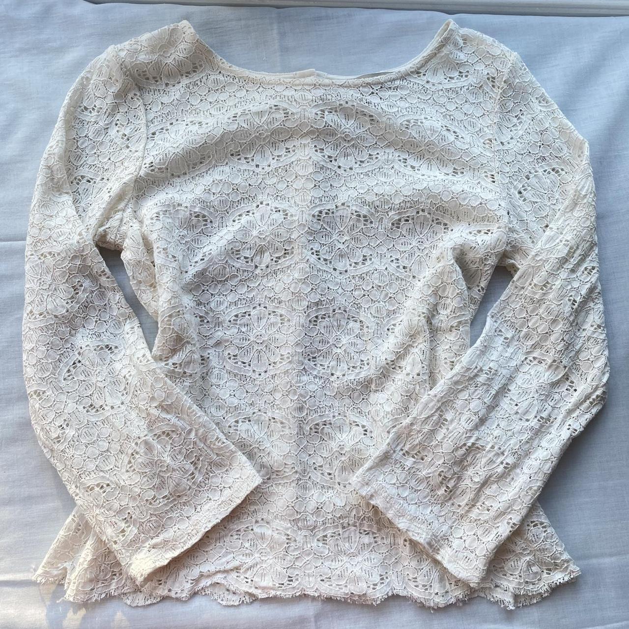 Cream Long Sleeve Lace Top Gorgeous fairy coquette... - Depop