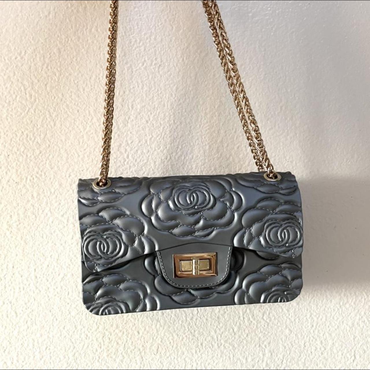 Grey and rose gold purse sale