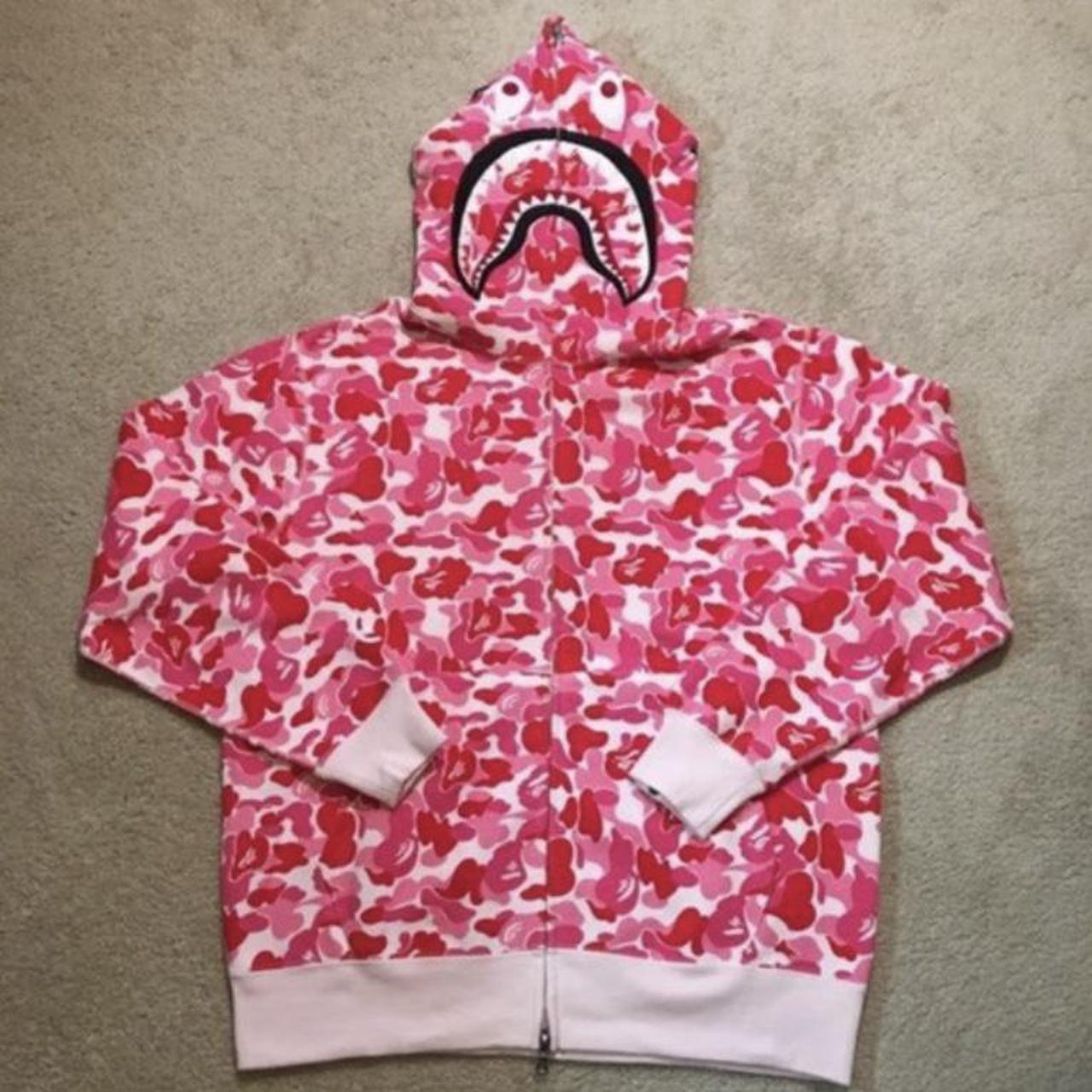 pink bape hoodie size small great condition - Depop