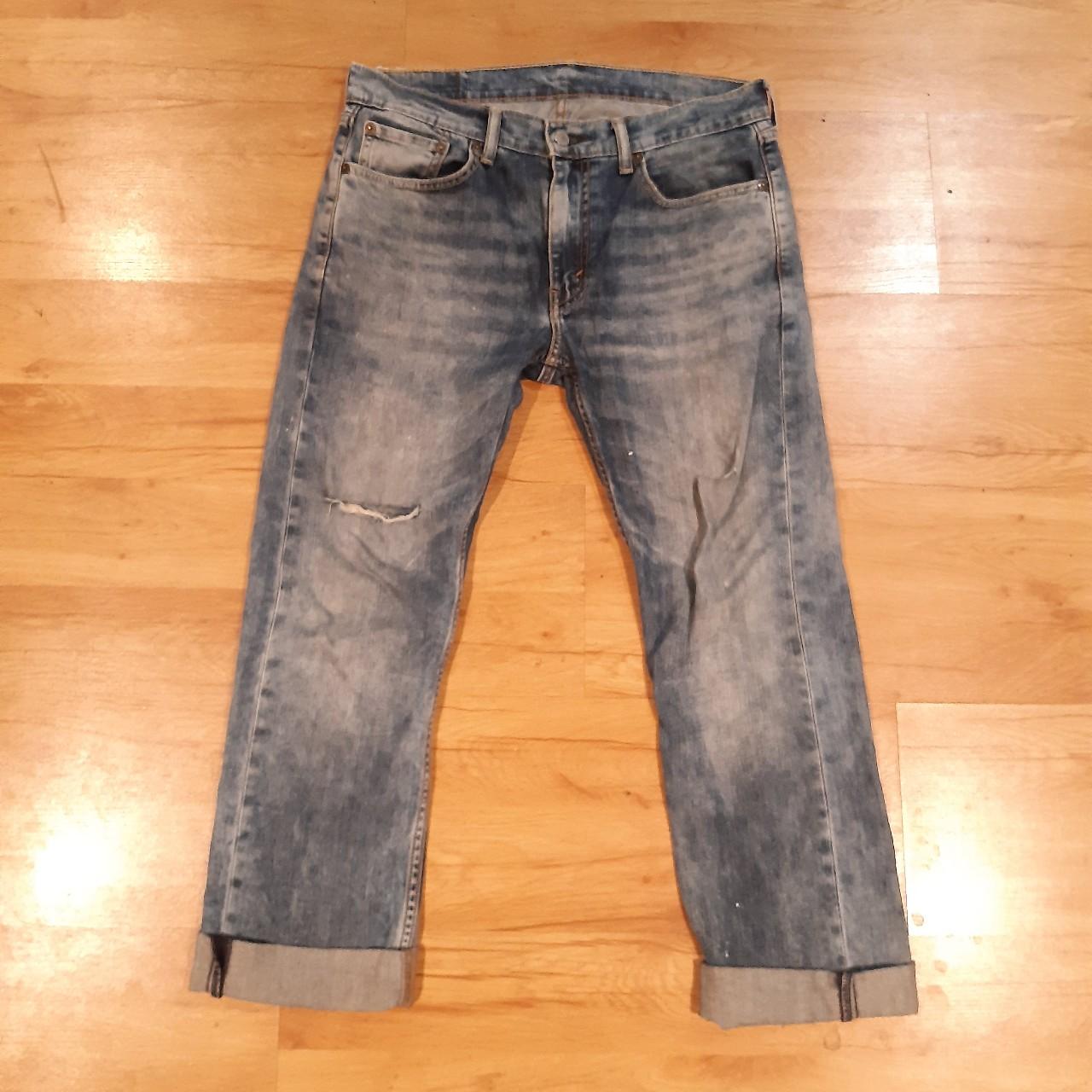 Distressed/washed Levi's 513 jeans. A few rips and... - Depop