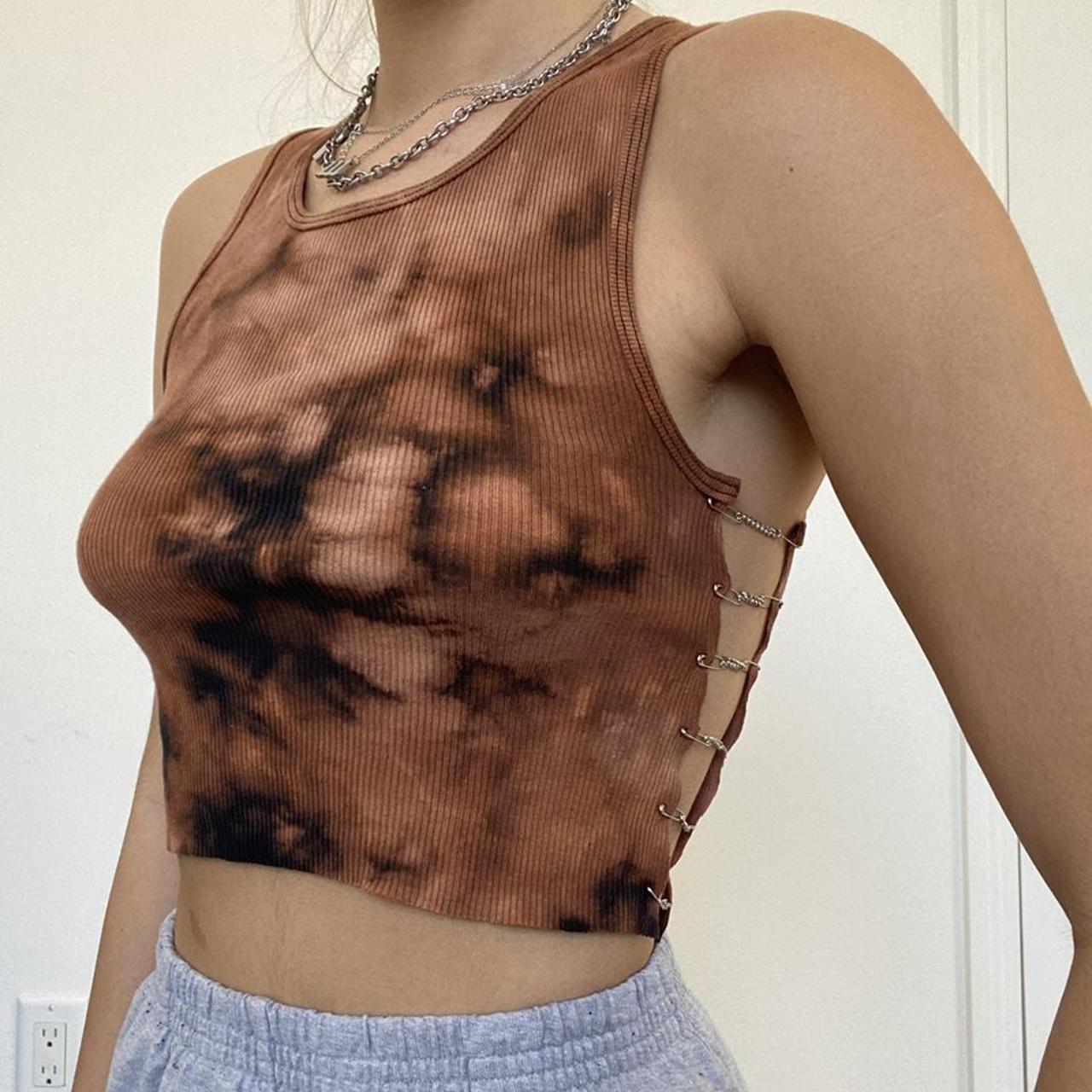 Women's Black and Orange Crop-top