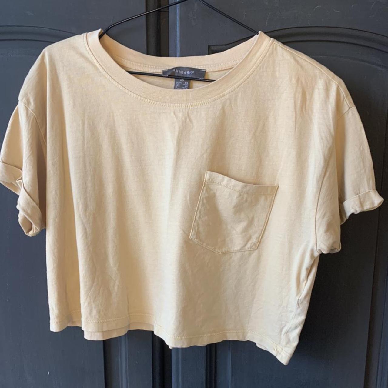 Primark Yellow Crop Top #yellow#cropped#primark#tshirt - Depop