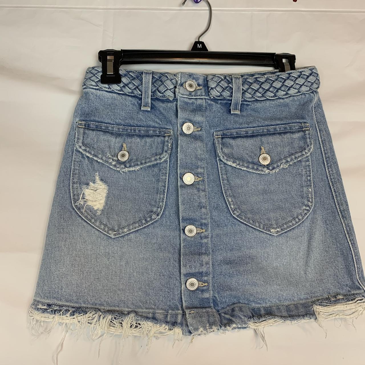 Denim light wash Tularosa mini skirt in the style... - Depop