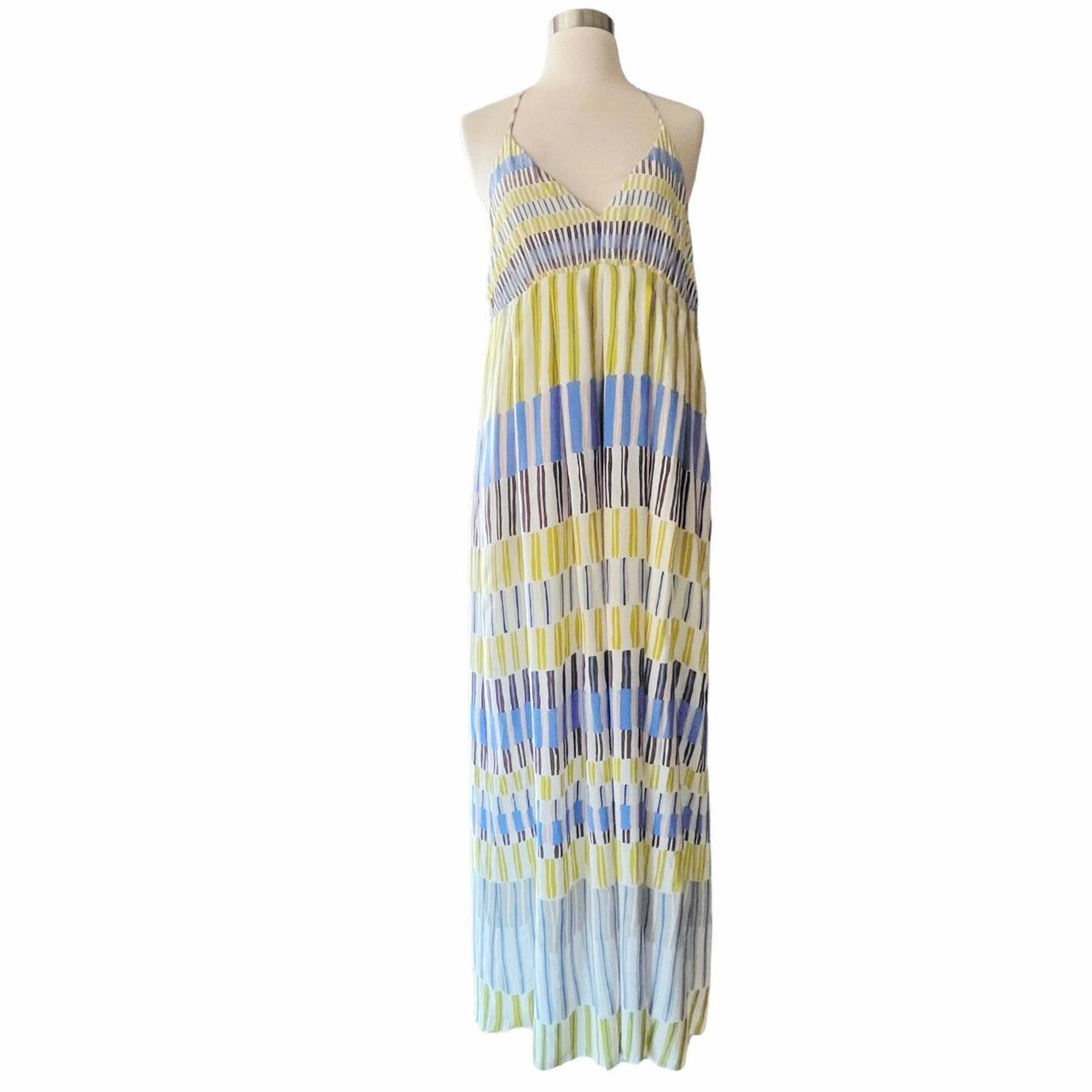 MASSIMO DUTTI Silk Maxi Dress Multicolor Halter... - Depop