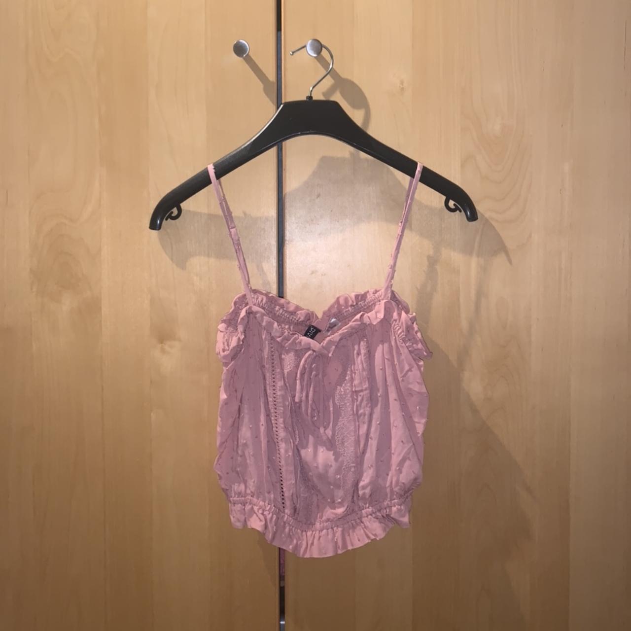 H&M detailed frill cami top size 8 💖 pink tassle... Depop