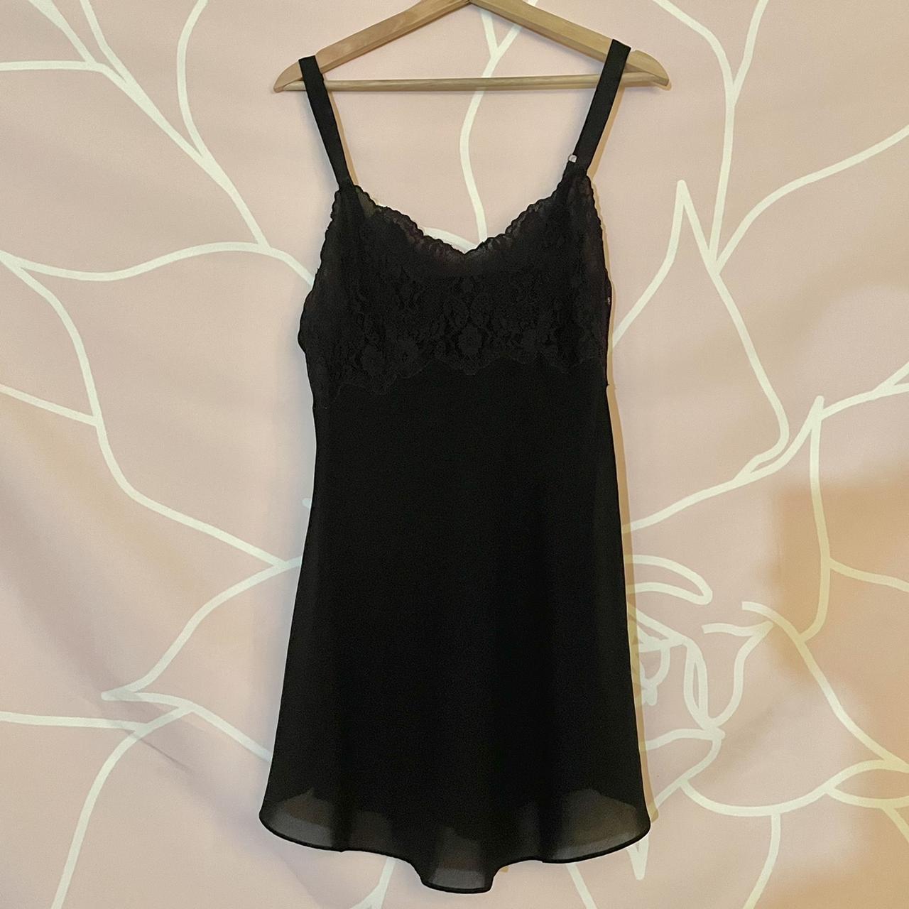 💌 sheer black slip dress - size medium - straps are... - Depop