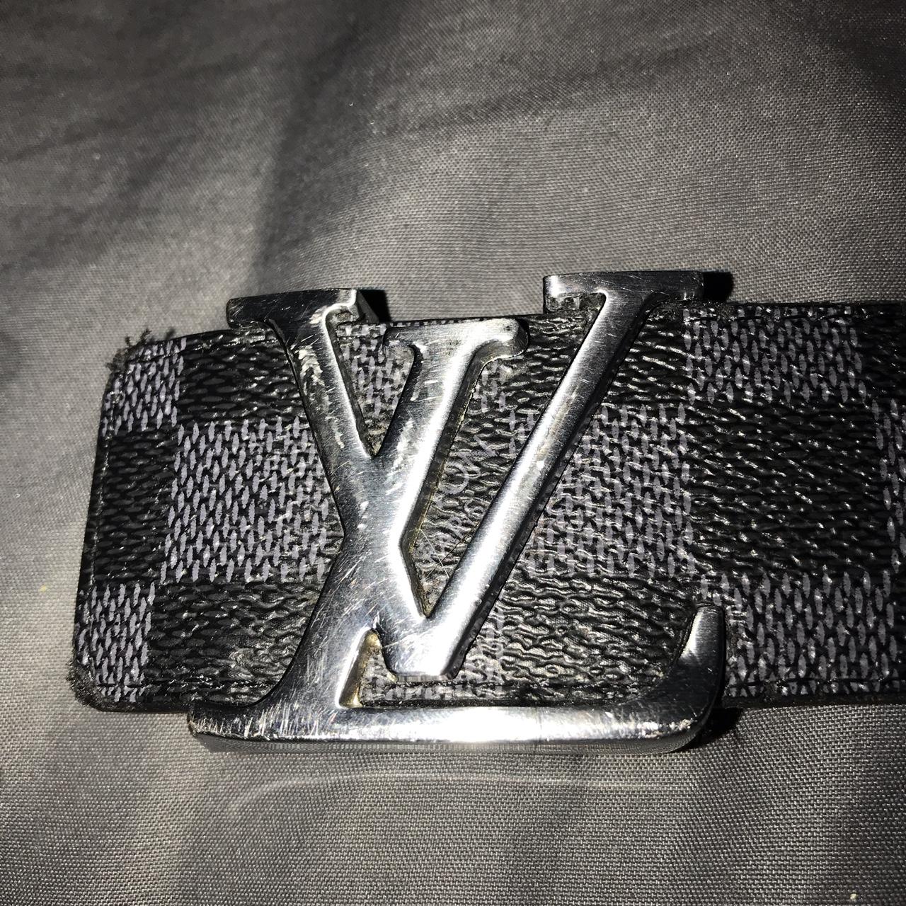 Black checkerd lv blet, holes used and worn down,... - Depop