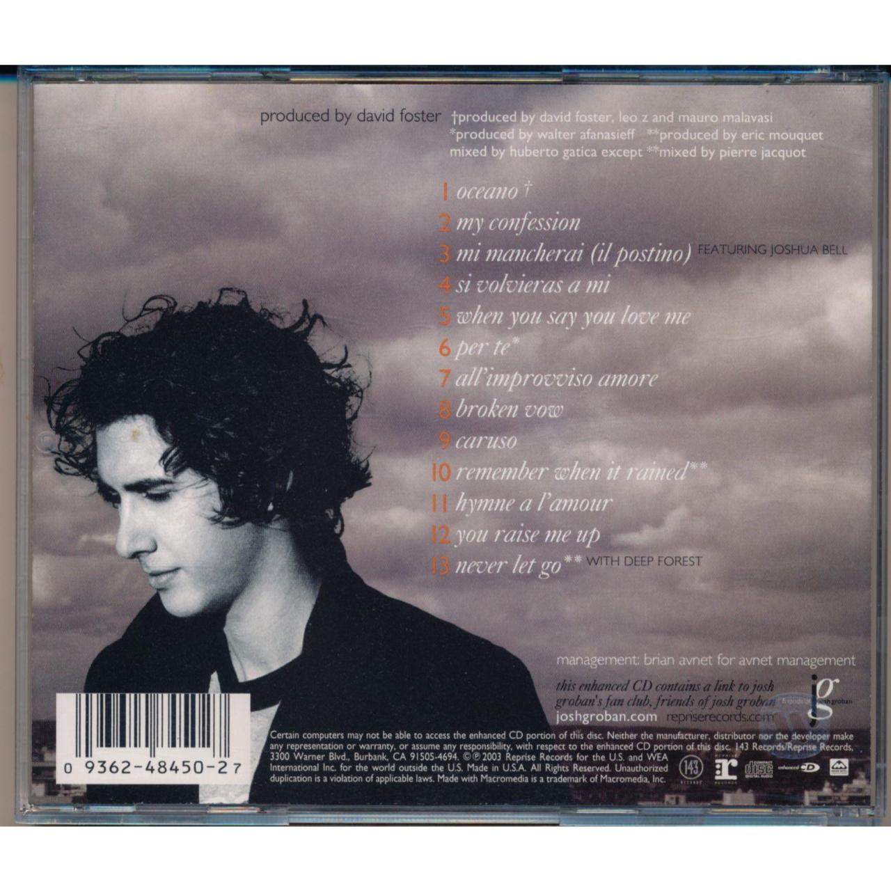 Closer, Josh Groban, 143 Records/Reprise 48450-2 USA...