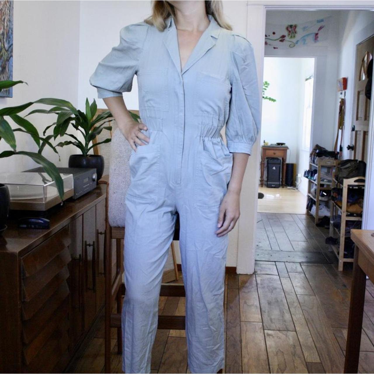 Seafoam green utility coverall jumpsuit with balloon... Depop