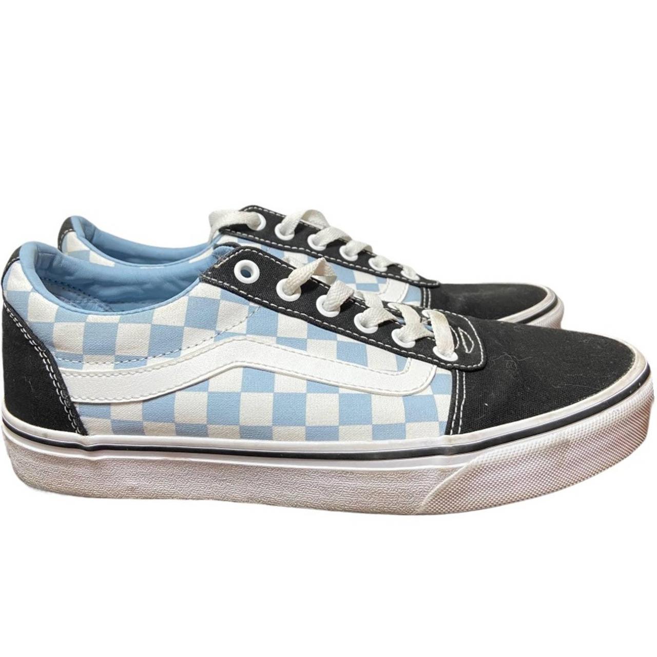 vans checkered blue and black