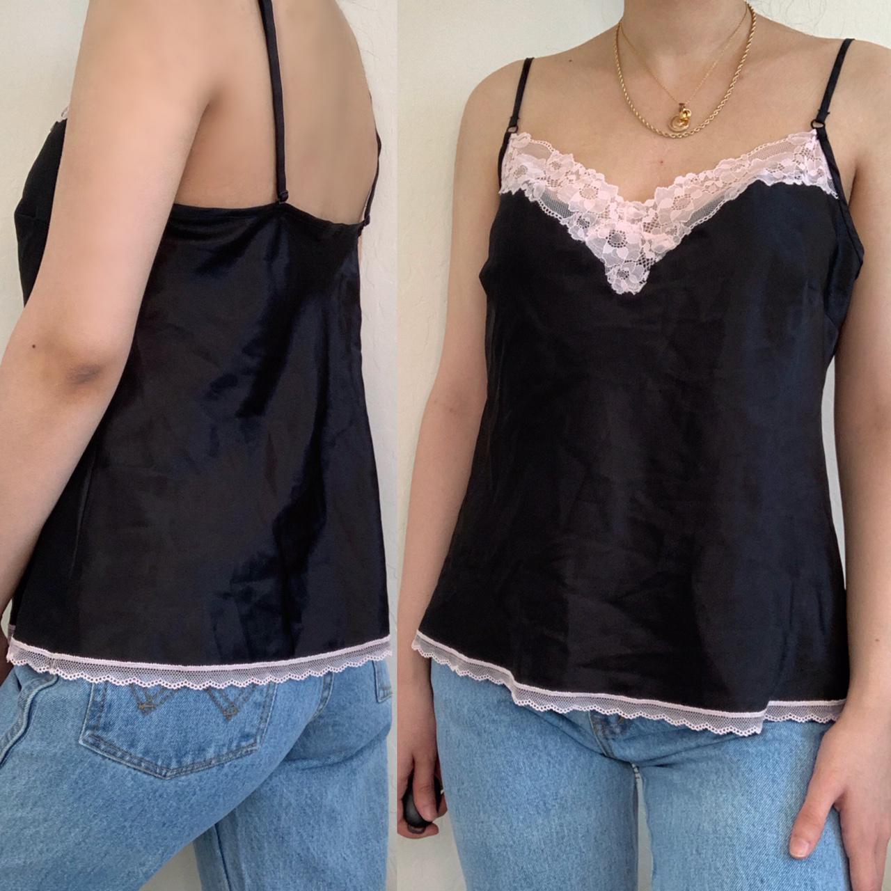 Victoria’s Secret silky lace cami top, Black silky