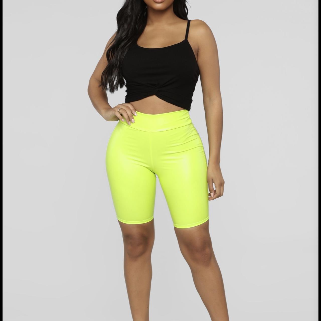 Fashion Nova Neon Yellow Ruched bicycle