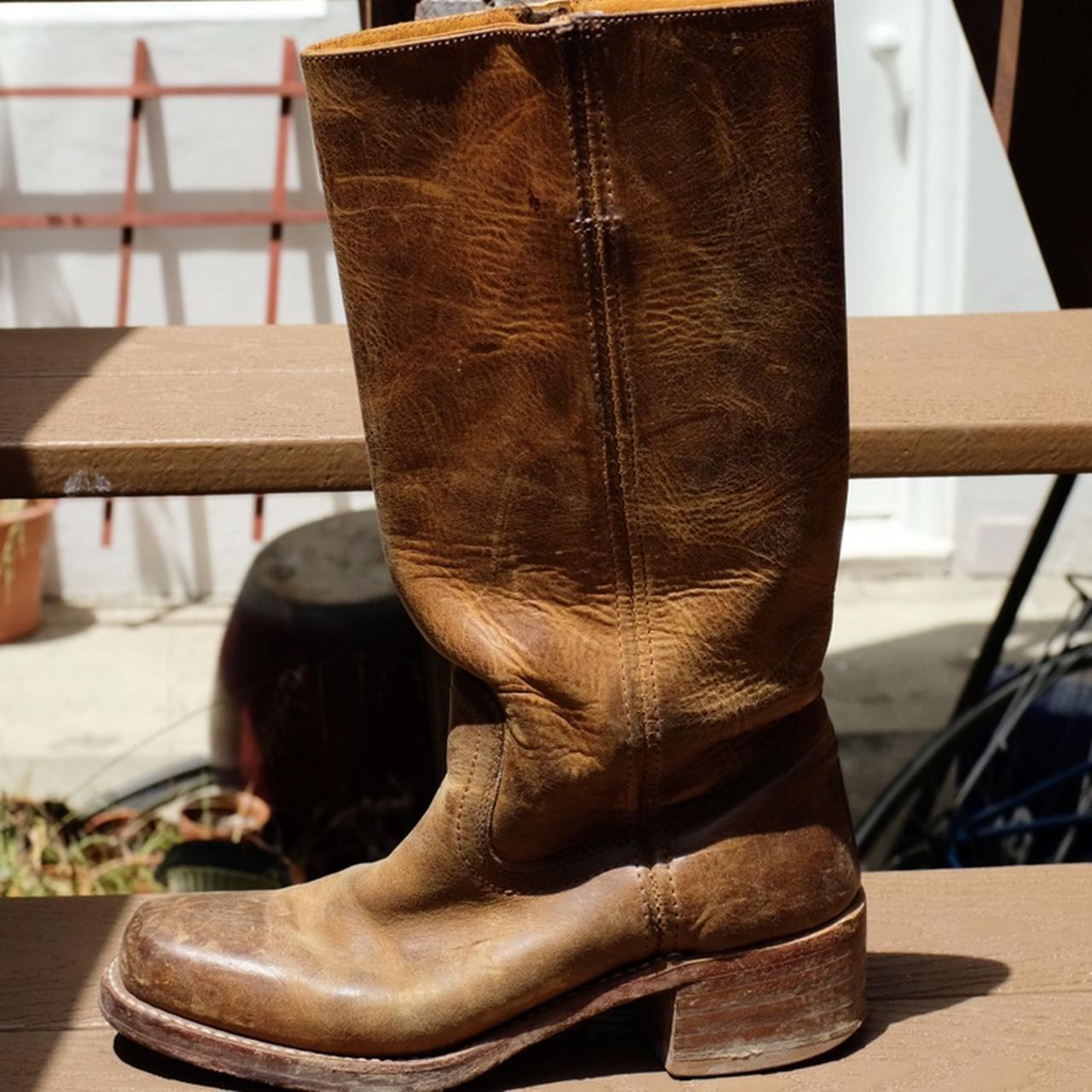 Vintage Frye Boots 70s Black Label / Golden Brown / - Depop