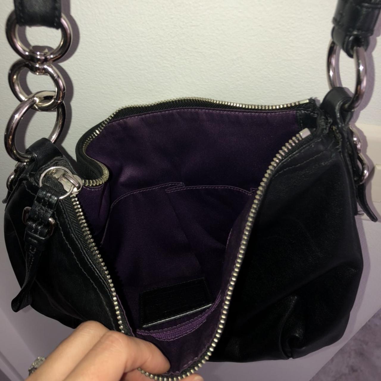 Shoulder Bag Silver Coach Purse With Purple Lining Coach Black