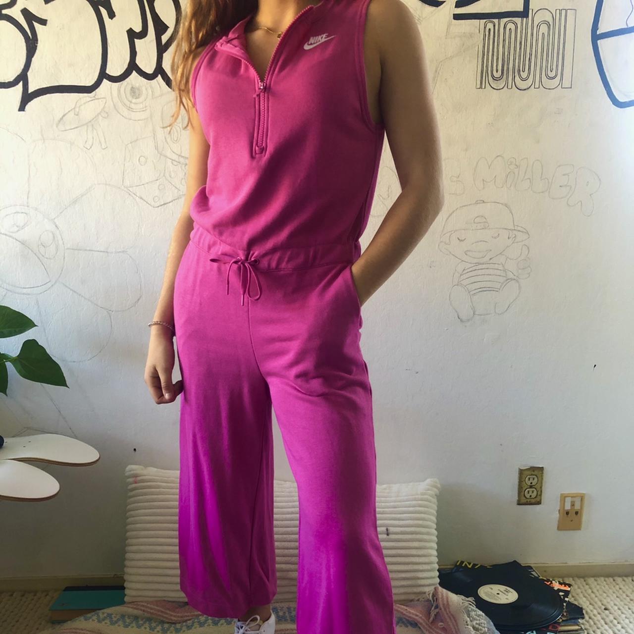 bright pink nike yoga jumpsuit super super comfy, - Depop