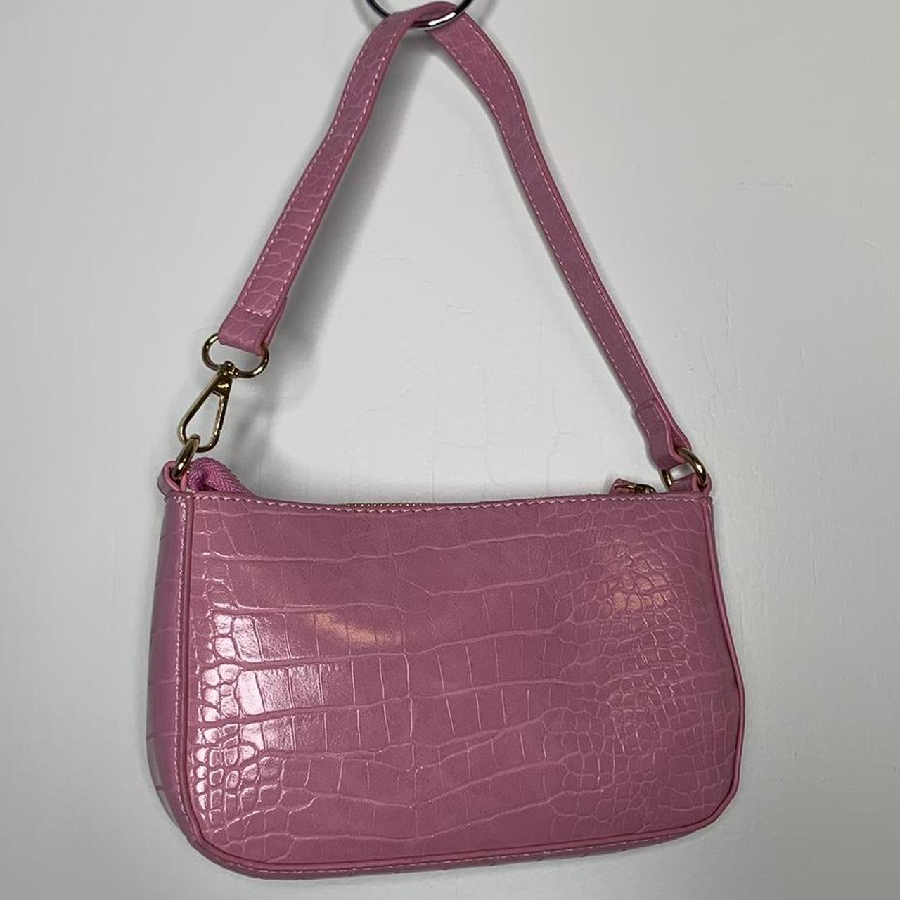 MISSGUIDED PINK FAUX CROCODILE PURSE pink