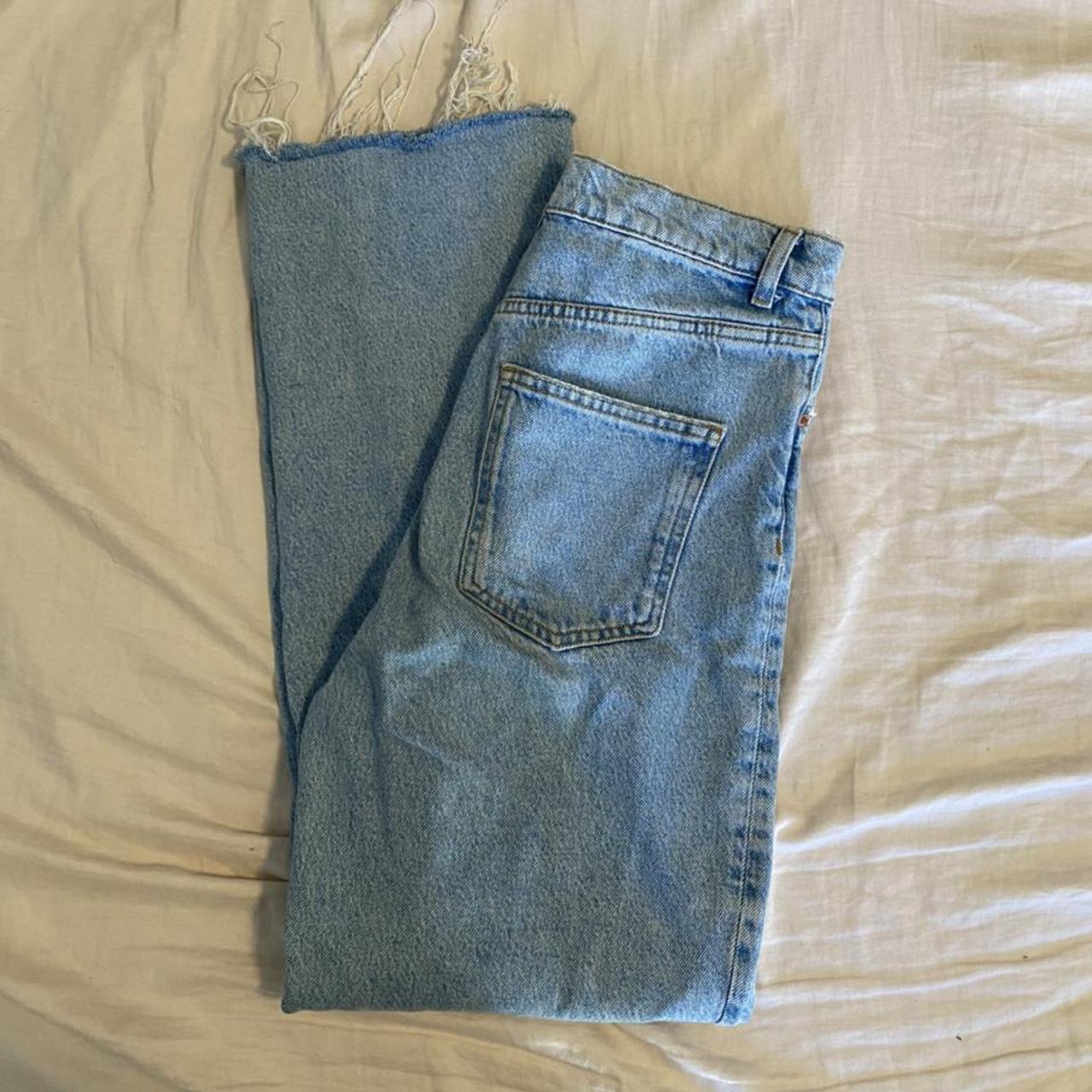 High Waisted Zara Jeans, flare bottom with stringy... - Depop