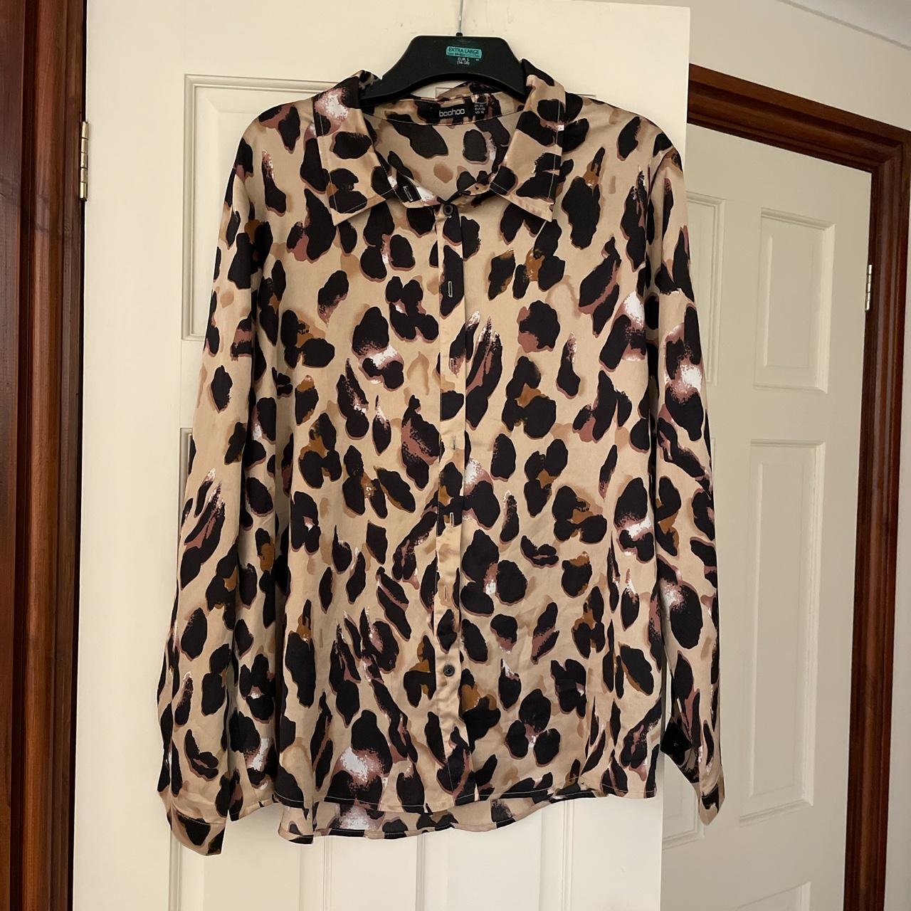 Leopard print satin / silk blouse from boohoo never... - Depop