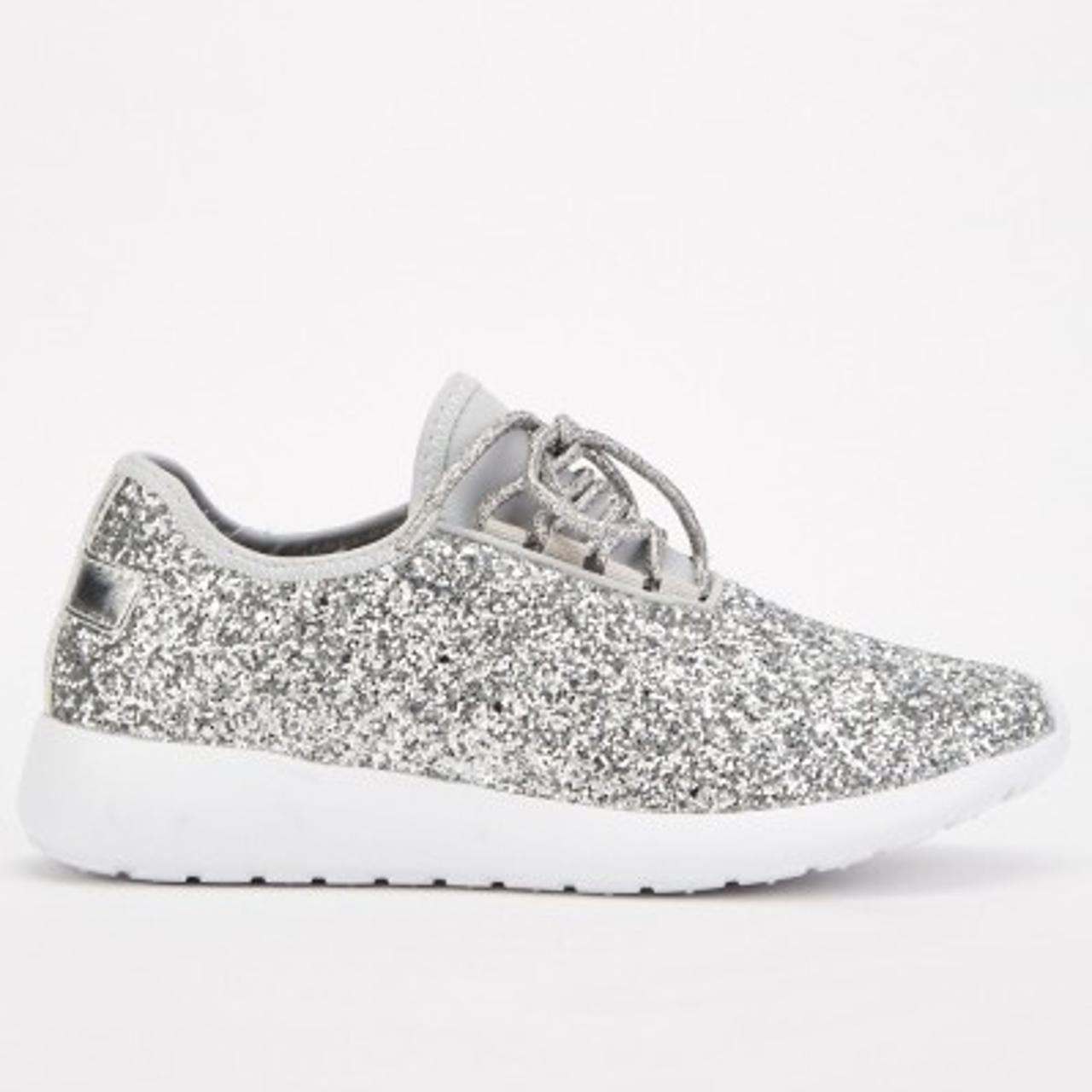 Silver glitter hot sale tennis shoes