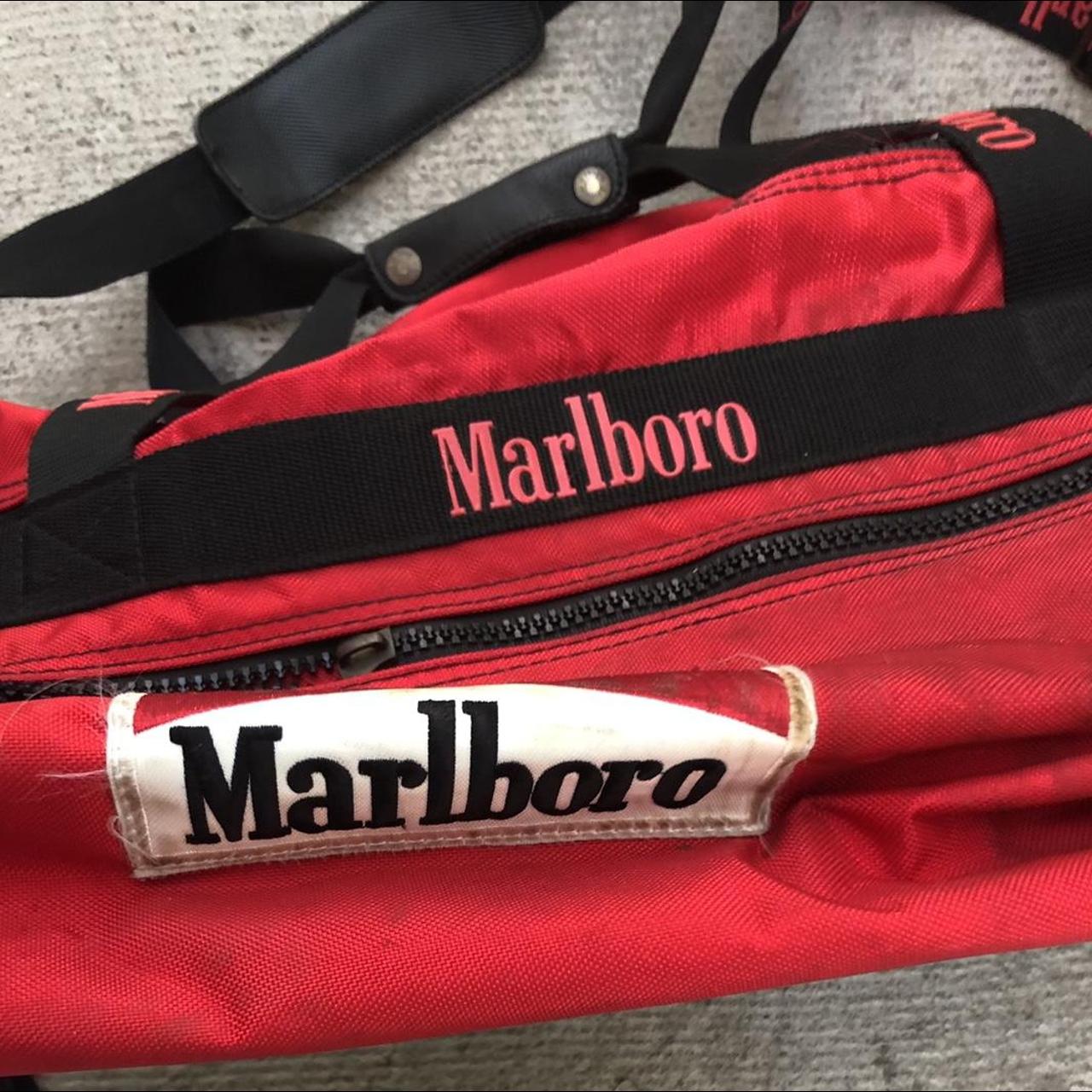 Vintage 90s Marlboro rolling duffel bag with wheels... - Depop