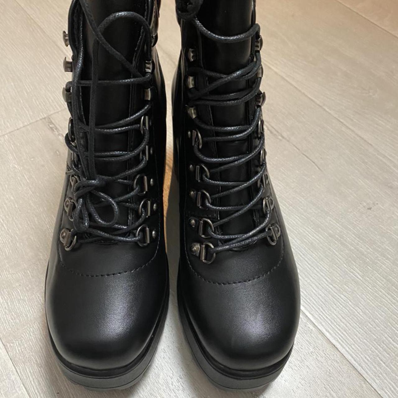 Black faux leather combat boots. Brand new (no box).... Depop