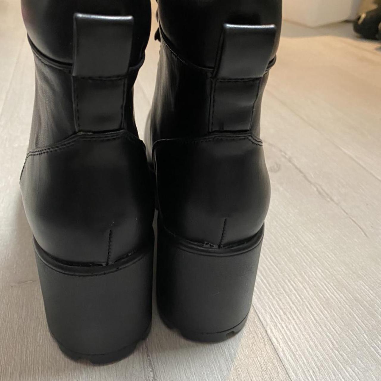 Black faux leather combat boots. Brand new (no box).... - Depop