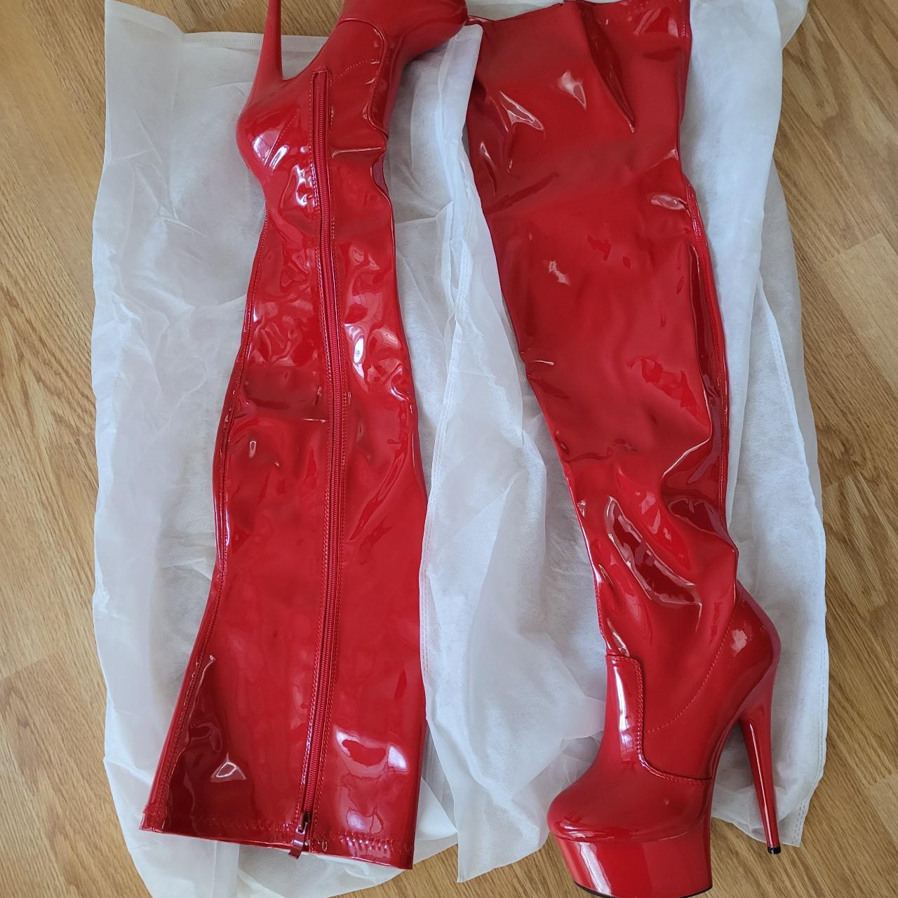 Long red patent boots. Brand new from sexyca .... - Depop