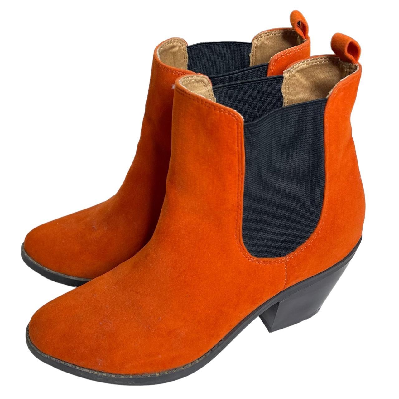 Funky • orange • boots • booties • black side... Depop