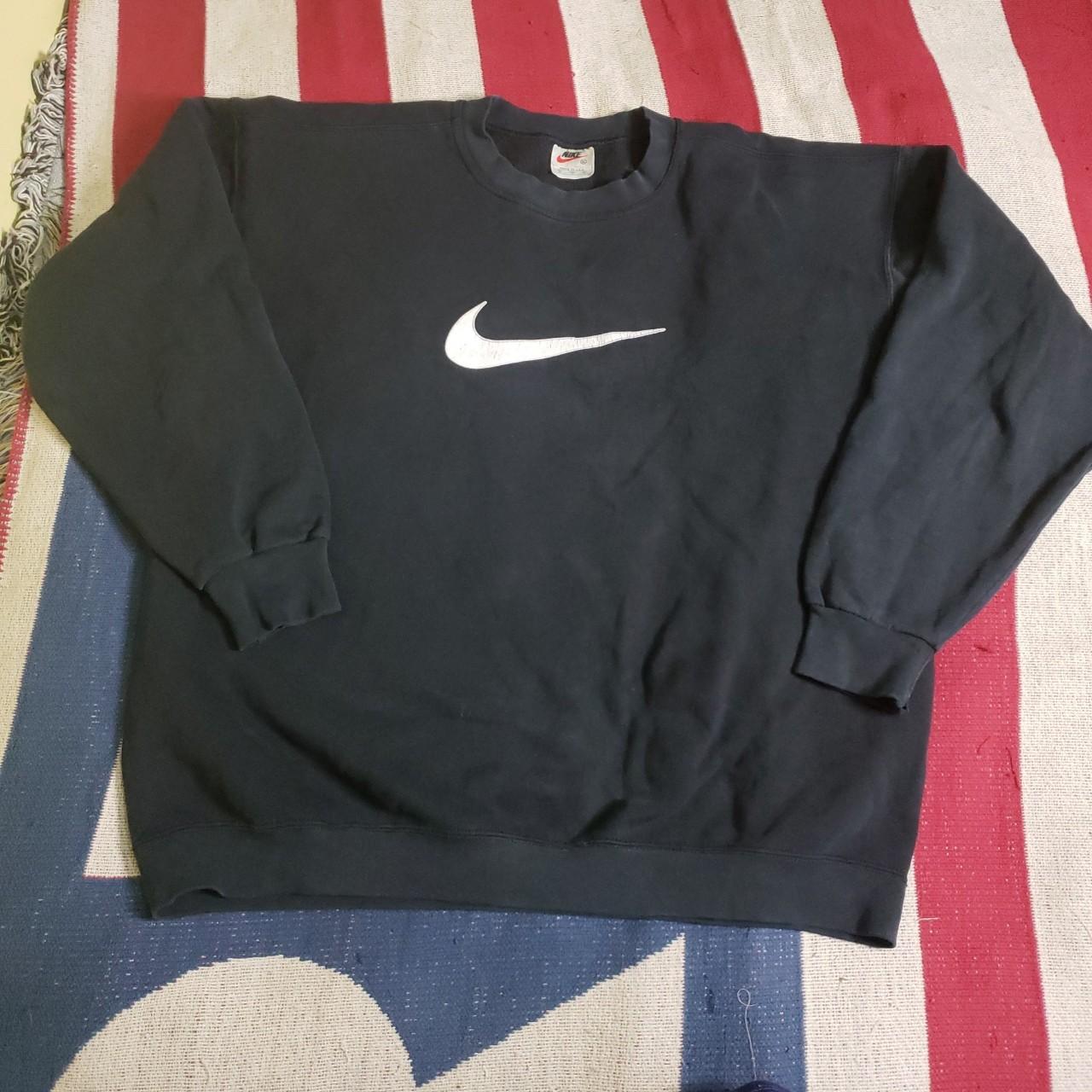 Vintage 90s Nike Air Black Big Swoosh Sweatshirt XL...