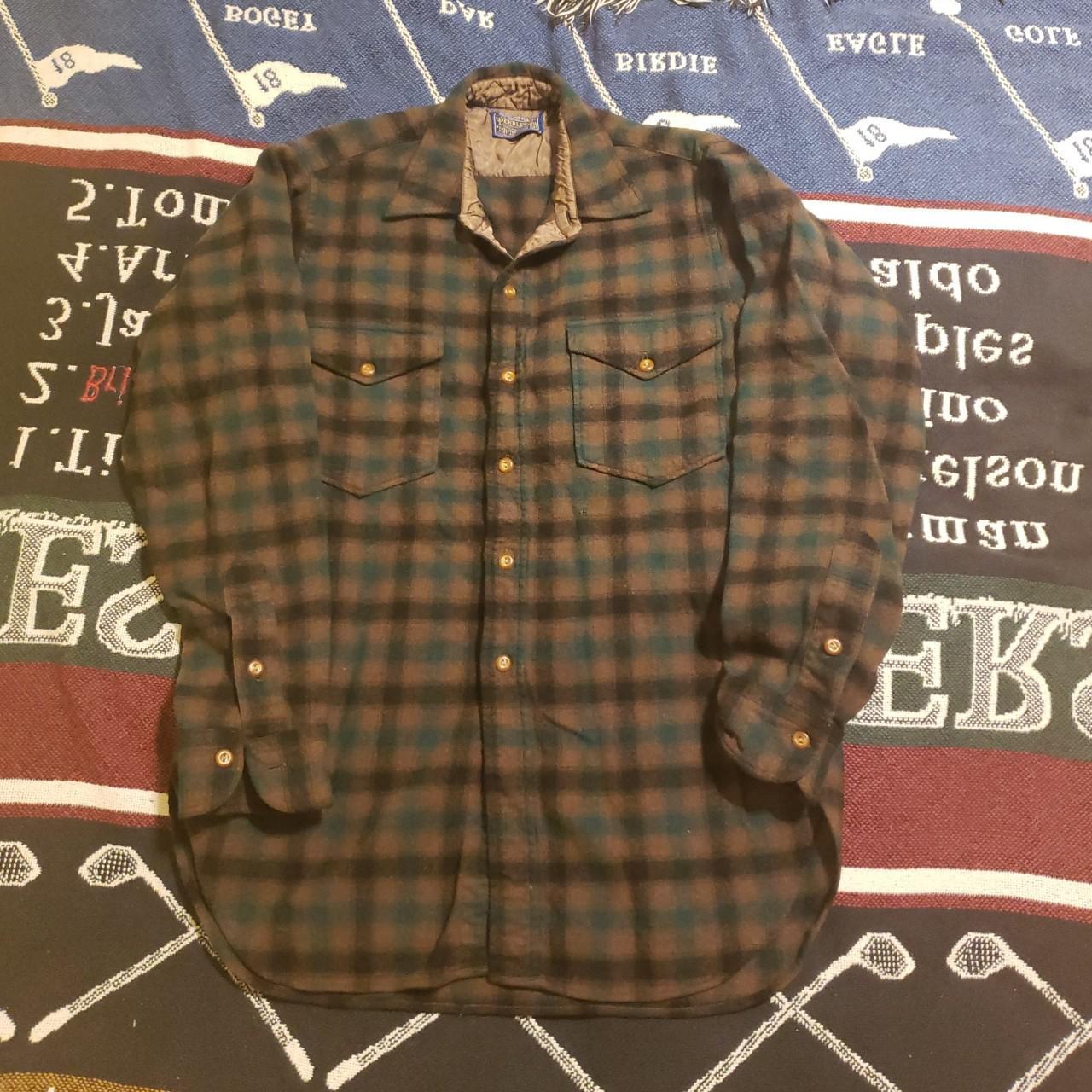 Vintage 50s Pendleton Flannel Plaid Field Wool... - Depop