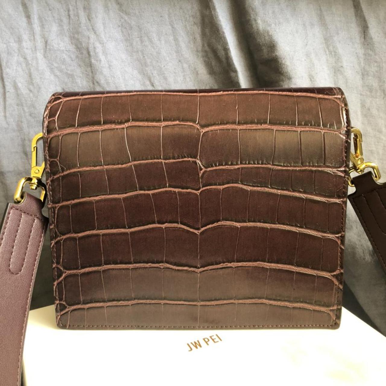 JW PEI Mini Flap Crossbody Bag Brown Croc Vegan Leather Purse