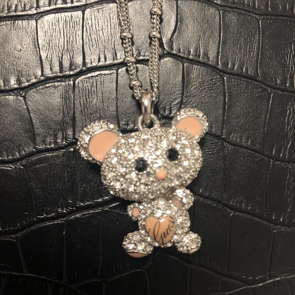 guess teddy bear necklace