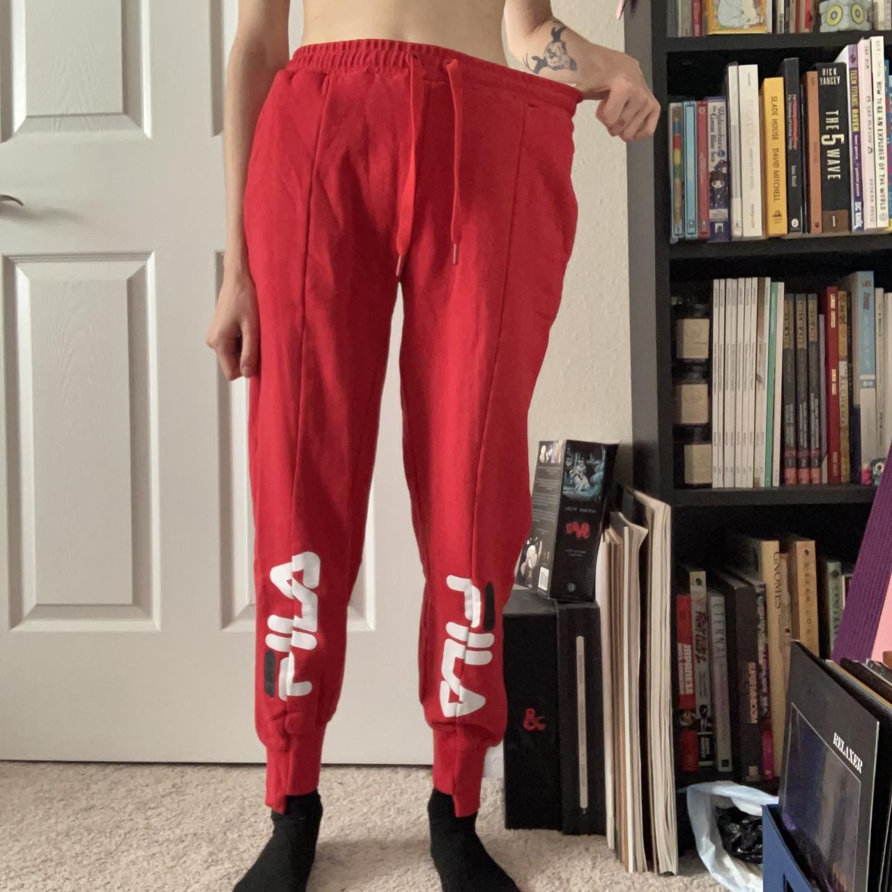 FILA cherry red sweatpants joggers these are Depop