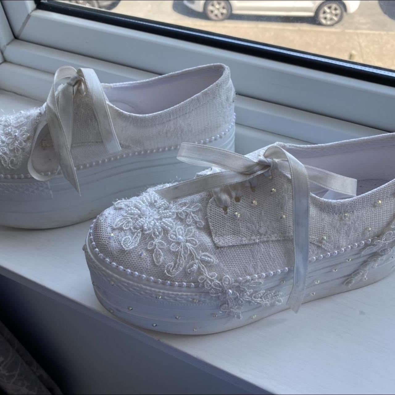 women's white wedge trainers uk