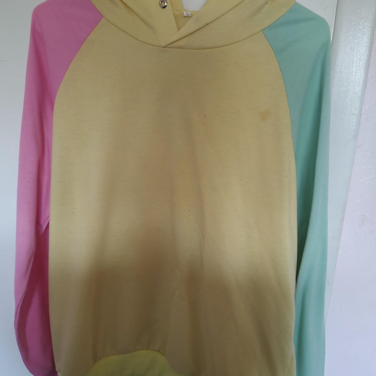 SHEIN Color Block Pink, Turquoise, Yellow Hoodie... - Depop