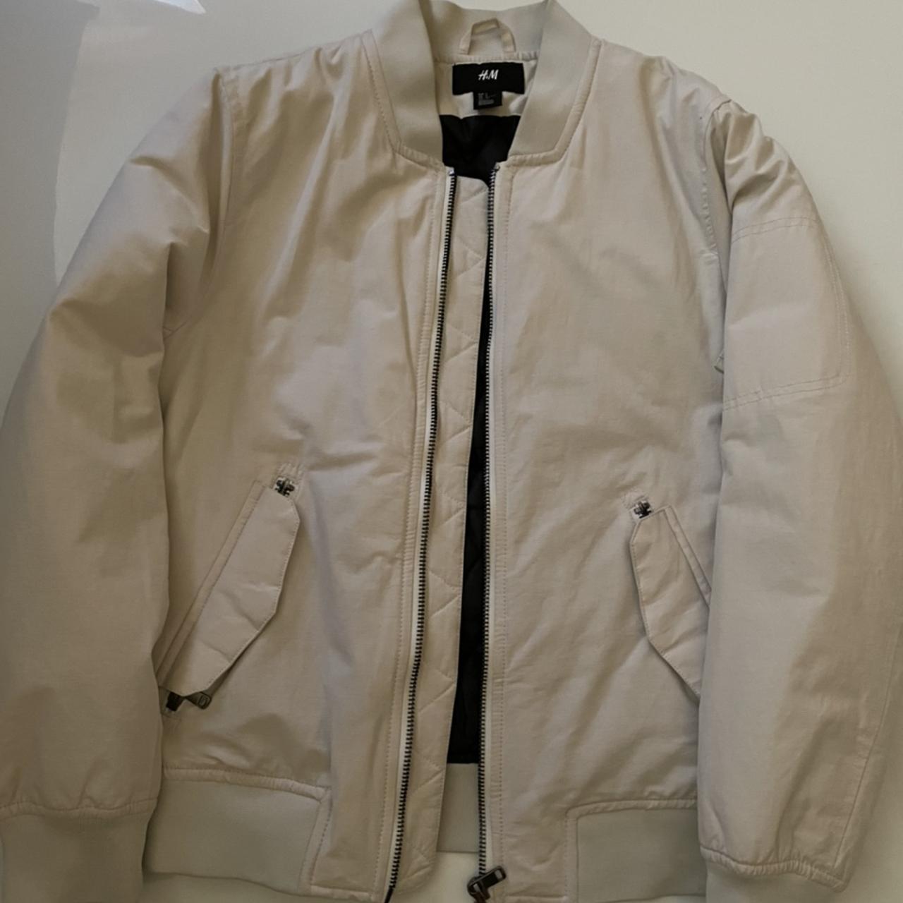 Cream H&M Padded Bomber Jacket Size Small Depop