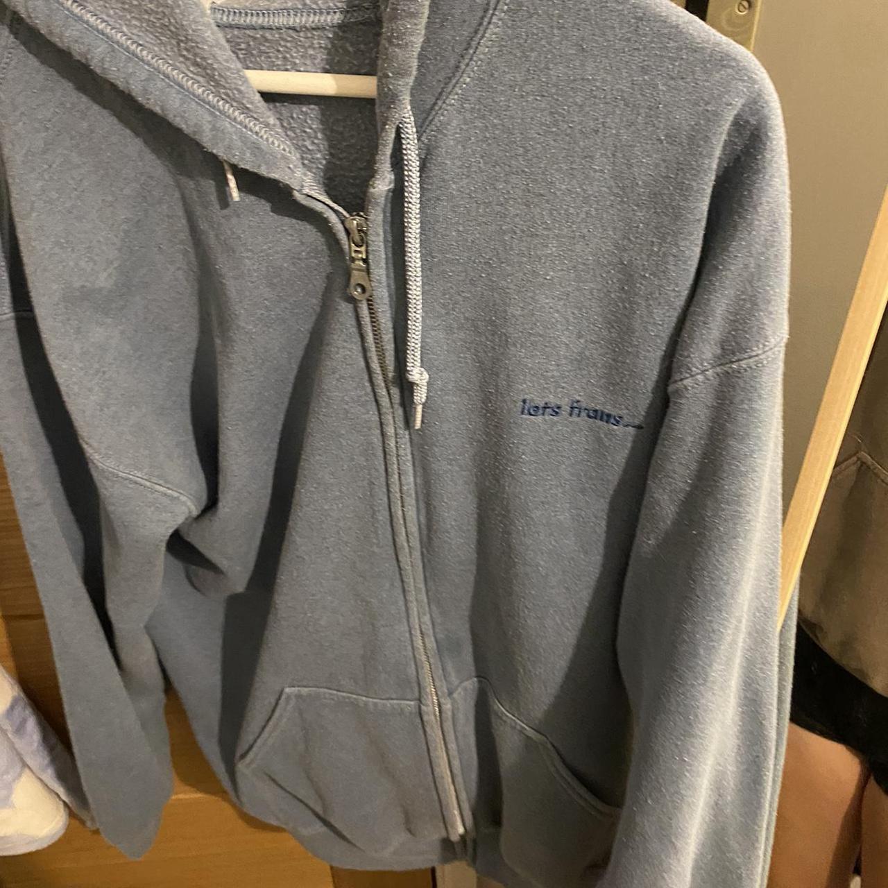 Blue iets frans zip up hoodie size m for fits nicely... - Depop