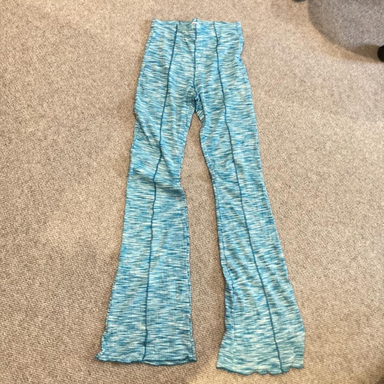 blue flare trousers