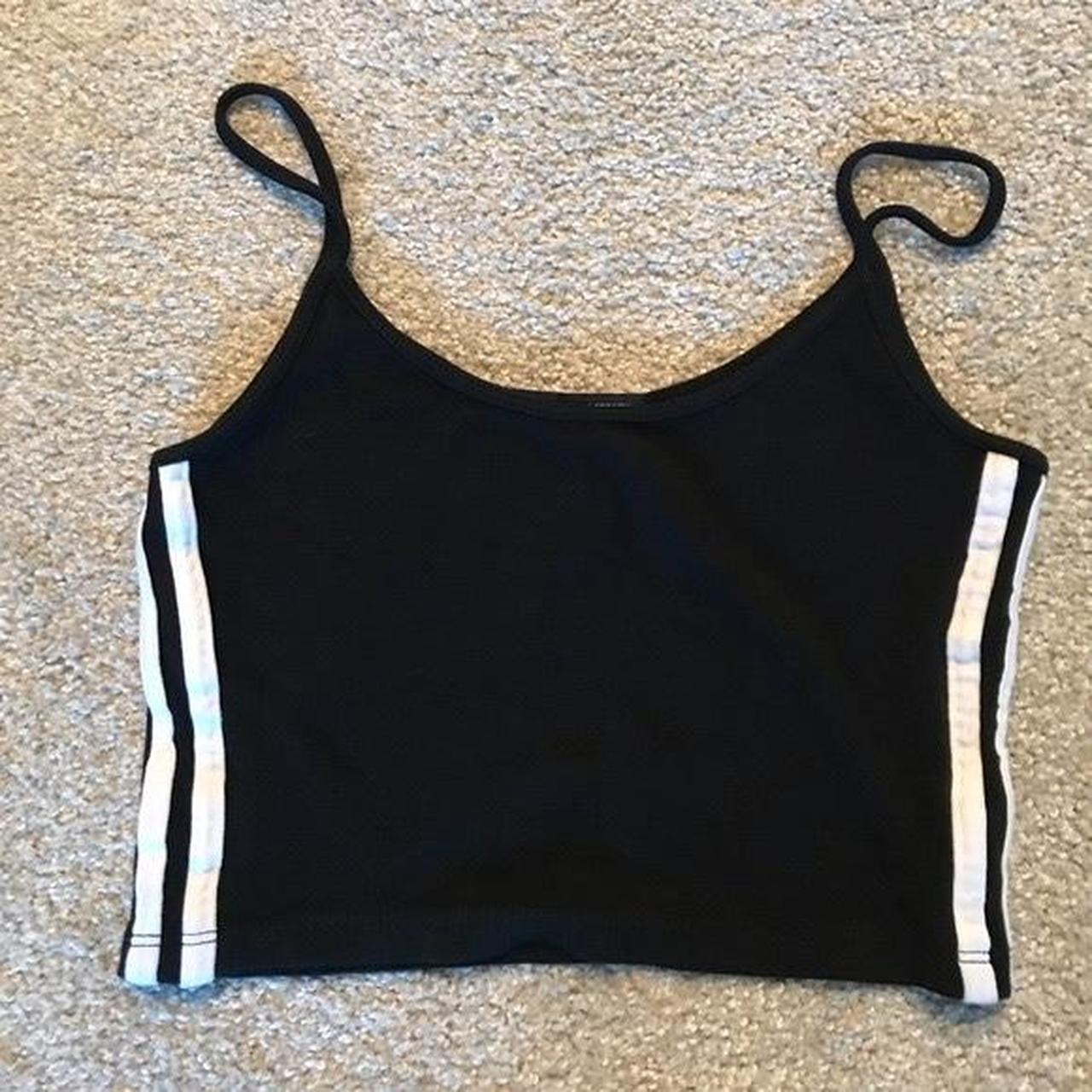 Brandy Melville, Tops, Brandy Melville Black Cropped Tank With White Side  Stripes