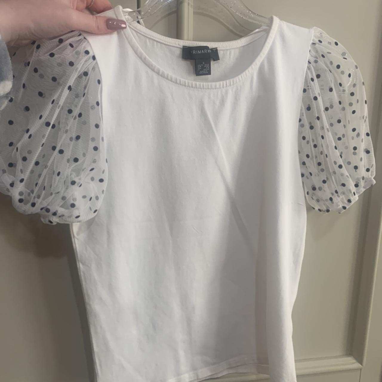 primark mesh puffy sleeve top perfect condition... - Depop
