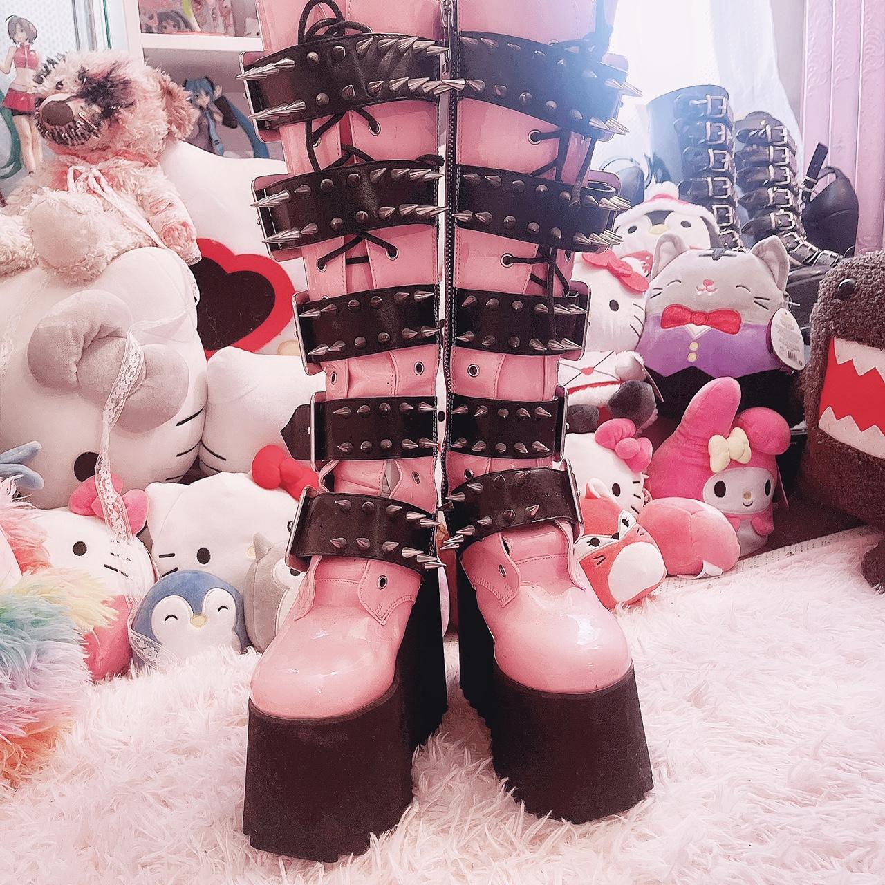 Bright pink Dolls kill knee high boots! In size 6!... - Depop