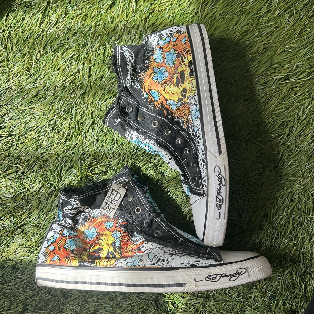 Ed Hardy sick ass shoes!! no shoelace/slip on with a... - Depop