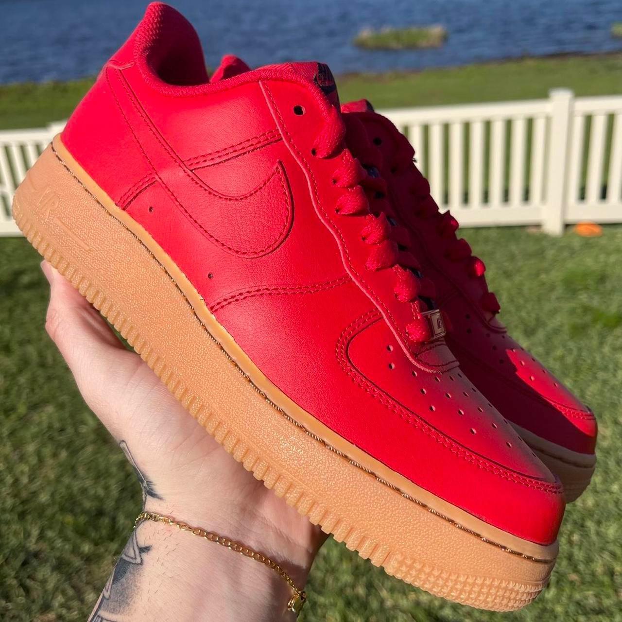 red suede air force 1 gum bottom