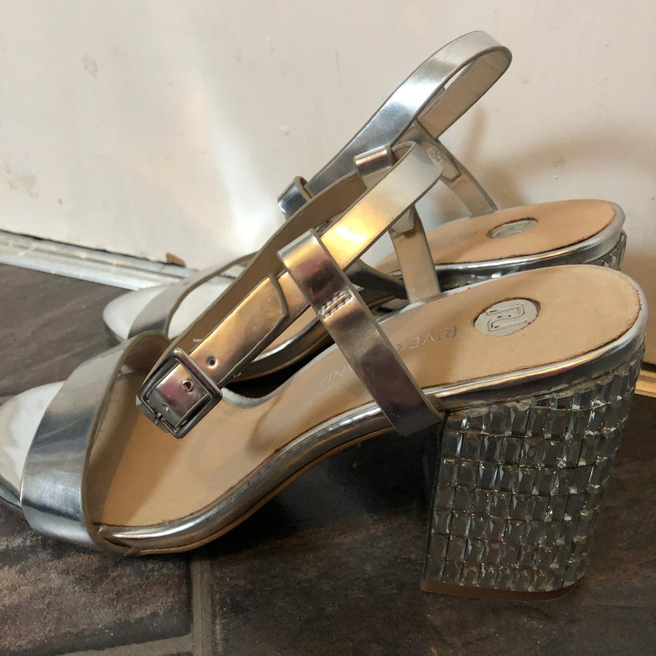 River Island silver stacked heels (Roby) Size EU 38... - Depop