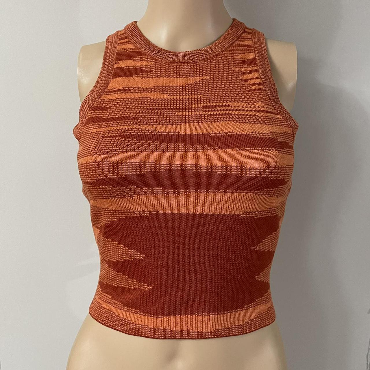 Orange knit top knitted top racer top tank top crop... - Depop