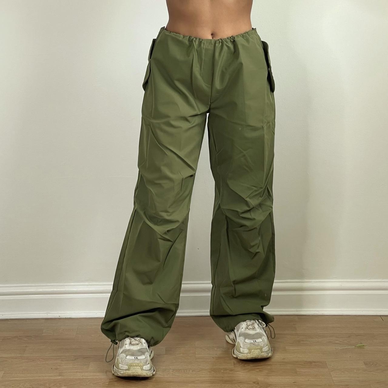 Khaki green cargo pants cargo trousers wide leg... Depop