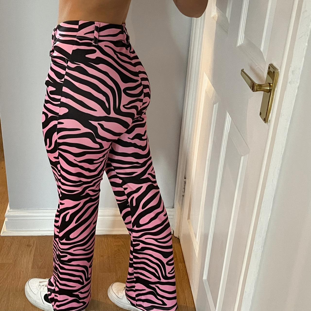 High Waisted Flare Pants Women Casual Animal Zebra Print Straight